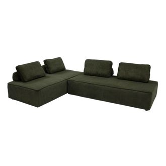 Sweeek Sof&aacute; modular de pana, 4 plazas, verde oscuro
