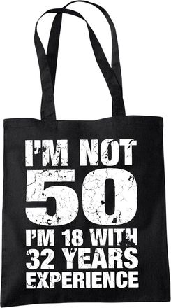 Bang Tidy Clothing 50th Birthday Gifts for Women - Im Not 50 Canvas Tote Bags for Ladies, Cotton Shoulder Bag, Reusable Bags for Shopping, Gift bags for Her, Book Bag, T