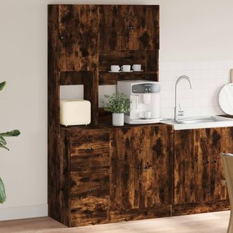 Berkfield Home Kitchen Cabinet Smoked Oak 95x50x180 cm Engineered Wood in Brown | Size: 95 x 50 x 180 cm