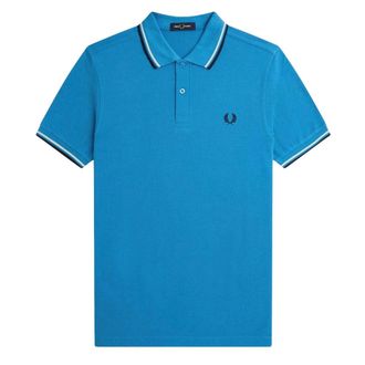 Fred Perry Zwart Cr&egrave;me Twin Tipped Collar Cyber Blue Poloshirt