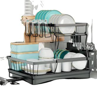 OEM Escurridor De Platos De 2 Niveles Con Bandeja Extra&iacute;ble Y Dise&ntilde;o De Metal Resistente