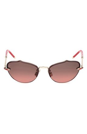 Christian Louboutin 59mm Gradient Geometric Sunglasses in Gold /Red /Zeiss Smoke Red at Nordstrom