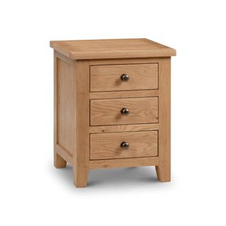 Julian Bowen Marlborough Bedside Table With 3 Drawers - Oak - Julian Bowen | TJ Hughes