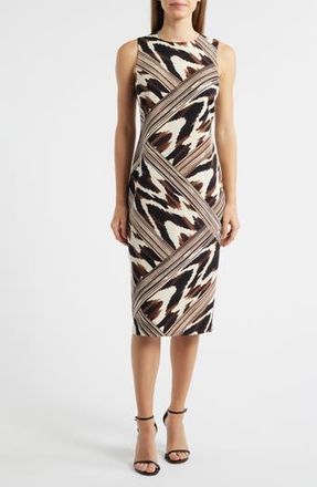 Anne Klein Print Sleeveless Midi Dress in Ivory Shell Multi at Nordstrom Rack, Size 12