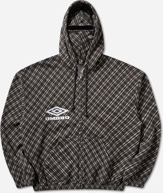 Umbro Plaid Masked Hoodie Brown