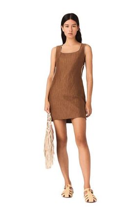 Maje Short linen-blend dress in Brown at Nordstrom, Size 36 Eu