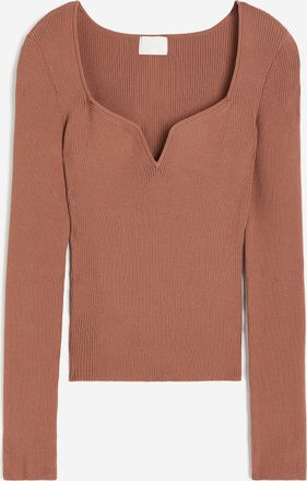 H&M Shirt in Rippstrick mit Sweetheart-Ausschnitt - Orange