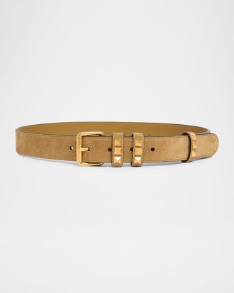 Valentino Garavani Rockstud Suede Belt, 30mm