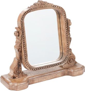 Beliani Beliani - Espejo De Mesa Para Maquillaje Decorativo De Madera De Mango Marr&oacute;n Diszna