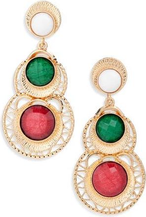 Tasha Faux Stone Drop Earrings in Gold/Red/Green Combo at Nordstrom Rack