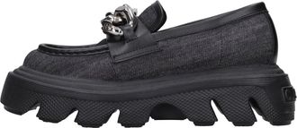 Casadei Mocassins van stof en leer - Dames - Loafers - Zwart - 37 EU - Leer - Schoenen