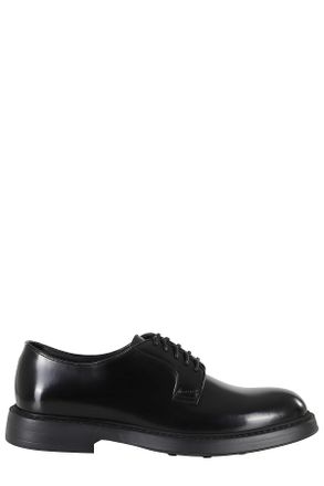 Doucal's Black Polished Leather Lace-Up Derby Loafers