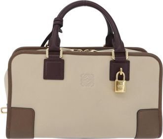 Loewe Amazona Bag Leather Beige Leather Handbag (Pre-Owned)