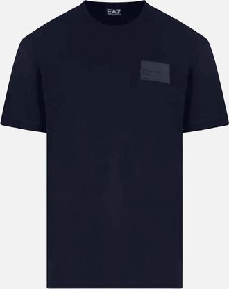 Emporio Armani Mens Rubber Stamp Logo Navy Regular Fit T-Shirt - Size: 36