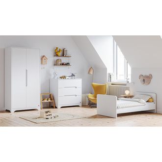 Vox Chambre Compl&egrave;te Lit &Eacute;volutif 70x140 Commode &Agrave; Langer Et Armoire 2 Portes Vox Ova Blanc