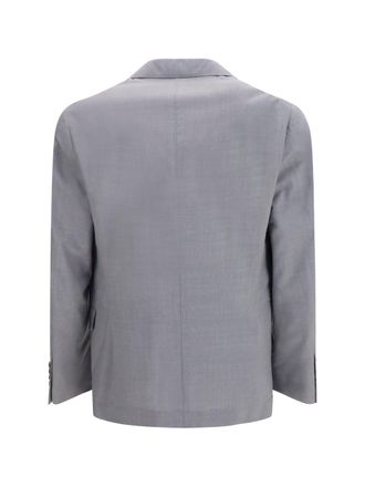 Brunello Cucinelli Mens Three-Button Blazer Grigio Wool Ovis Aries; Silk Blazers & Vests