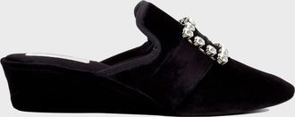 Jacques Levine Crystal Velvet Jewel Wedge Slippers