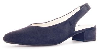 Gabor Slingpumps GABOR, Damen, Gr. 38,5, blau (nachtblau), Ziegenveloursleder, unifarben, Schuhe Slingpumps, Blockabsatz, Abendschuh, Sommerschuh mit elasti