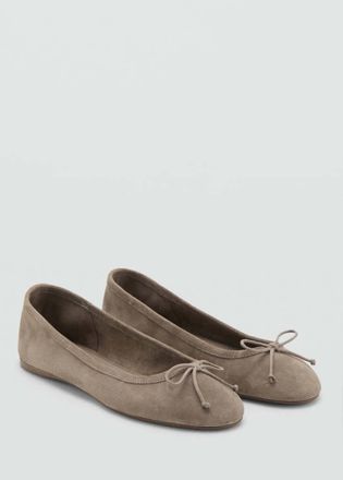 Mango Ballerine pelle fiocco marrone chiaro/pastello - Donna - 36 - MANGO