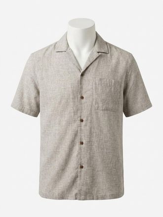 Faherty Short Sleeve Breeze Camp Shirt In Stone Coast