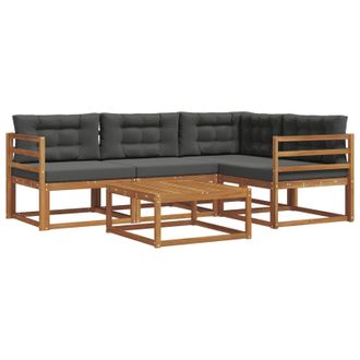 vidaXL Conjunto De Sof&aacute;s De Exterior 5 Pcs Natural Y Antracita Vidaxl