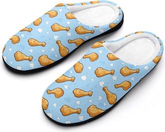Generic Fried Chicken Legs Sky Cloud Mens House Slippers Memory Foam Washable Cotton Slip on Home Shoes