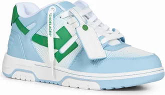 Off-white Mens Baby Blue And Green Gradient Sneakers Blue-Green Calf Leather Trainers Blue/green