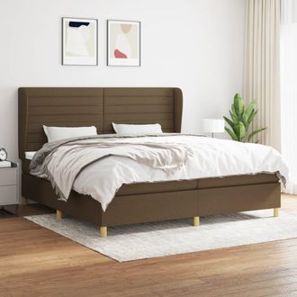 vidaXL Cama Box Spring Con Colch&oacute;n Tela Marr&oacute;n Oscuro 200x200 Cm Vidaxl