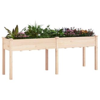 Berkfield Home Planter with Liner 203x53x76 cm Solid Wood Fir in Natural | Size: 203 x 53 x 76 cm