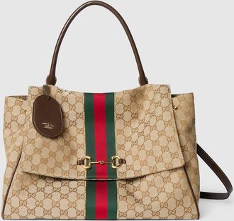 Gucci Paparazzo Large Top Handle Bag, Beige, GG Canvas