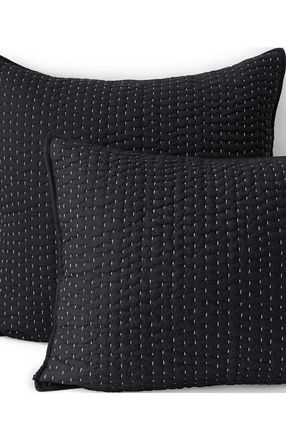 Lands End Seed Stitch Quilted Pillow Sham in Black Slate at Nordstrom, Size Standard