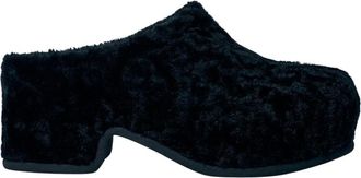 Dries Van Noten Schoenen, Dames, Zwart, 40 EU, Leer, Sherpa Blokhak Klompen