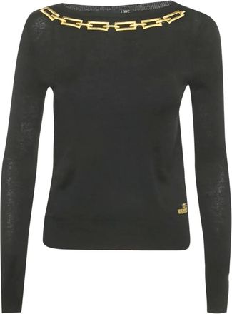 Love Moschino T-shirt a maniche lunghe con logo ricamato - Nero