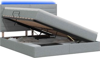 vidaXL Cama De Almacenamiento Led Con Colch&oacute;n Gris Claro 140 X 190 Cm Vidaxl