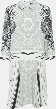 Roberto Cavalli White/black Printed Crepe Short Dress