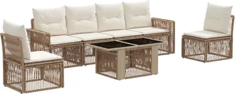 vidaXL Conjunto De Sof&aacute;s De Jard&iacute;n 7 Uds. Beige Y Blanco Crema Vidaxl