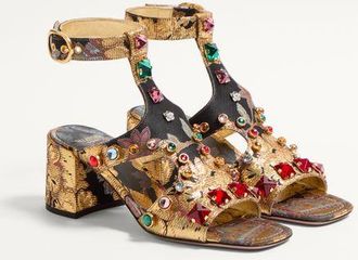 Valentino Garavani Sandalo Preshoes In Tessuto Jacquard Apres LHiver Con Cristalli 60Mm Donna MULTICOLOR 35.5