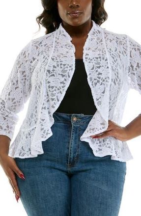 Nina Leonard Ruffle Lace Bolero in White at Nordstrom Rack, Size 2 X