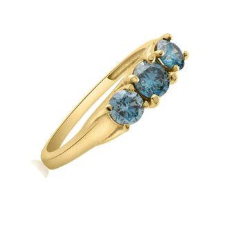 Pompeii3 1 Ct Blue Diamond 3-Stone Engagement Anniversary Ring Lab Grown in White or Gold