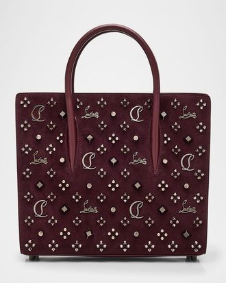 Christian Louboutin Paloma Medium Top-Handle Bag in Suede with Loubinthesky Spikes