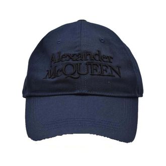 Alexander McQueen Accessoires, Heren, Blauw, S, Katoen, Blauwe Plain Cotton Cap voor Mannen