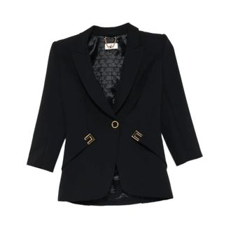 Elisabetta Franchi Blazers, female, Black, Size: XS Double Crepe Stretch Blazer