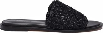 Fabiana Filippi Ciabattina in rafia - Dames - Sandalen - Zwart - 37 EU - Leer - Schoenen