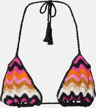 Anna Kosturova Top bikini in cotone a righe