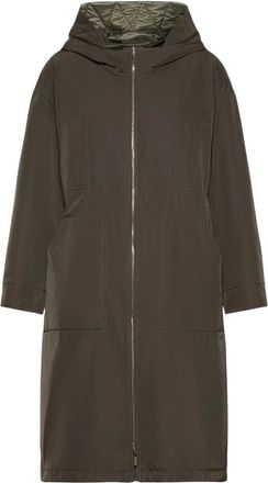 Max Mara Jassen, Dames, Groen, 2Xs, Leer, Lange Omkeerbare Gewatteerde Parka