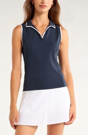 Zella Pace Piqu&eacute; Knit Polo Tank in Navy Sapphire at Nordstrom, Size X-Small