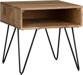 Simpli Home Hunter Solid Mango Wood & Metal 22In Square Industrial End Side Table