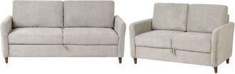 Beliani Beliani - Modern Upholstered 5 Seater Sofa Set Fabric with Storage Armrests 2 and 3 Seater Grey Mare