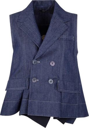 Ibrigu Denim Sleeveless Jacket With Jacquard Details