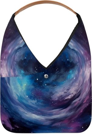 Generic Dreamy Starry Sky Night Purple Reusable Lightweight Grocery Bags - Foldable Into Compact Pouch, Washable & Sturdy, Multipurpose for Shopping and Trave